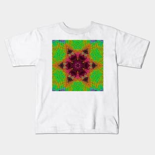 Weave Mandala Green Orange and Pink Kids T-Shirt